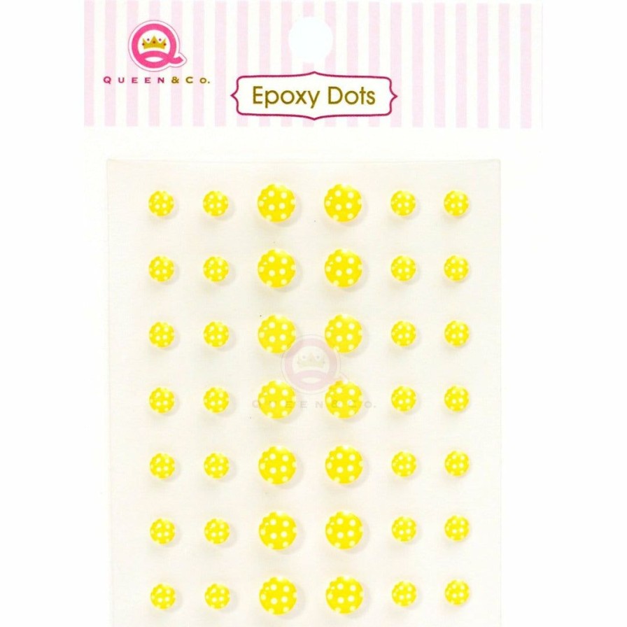 Embellishments Queen & Co | Queen & Co Epoxy Dot Polka Yellow Bling