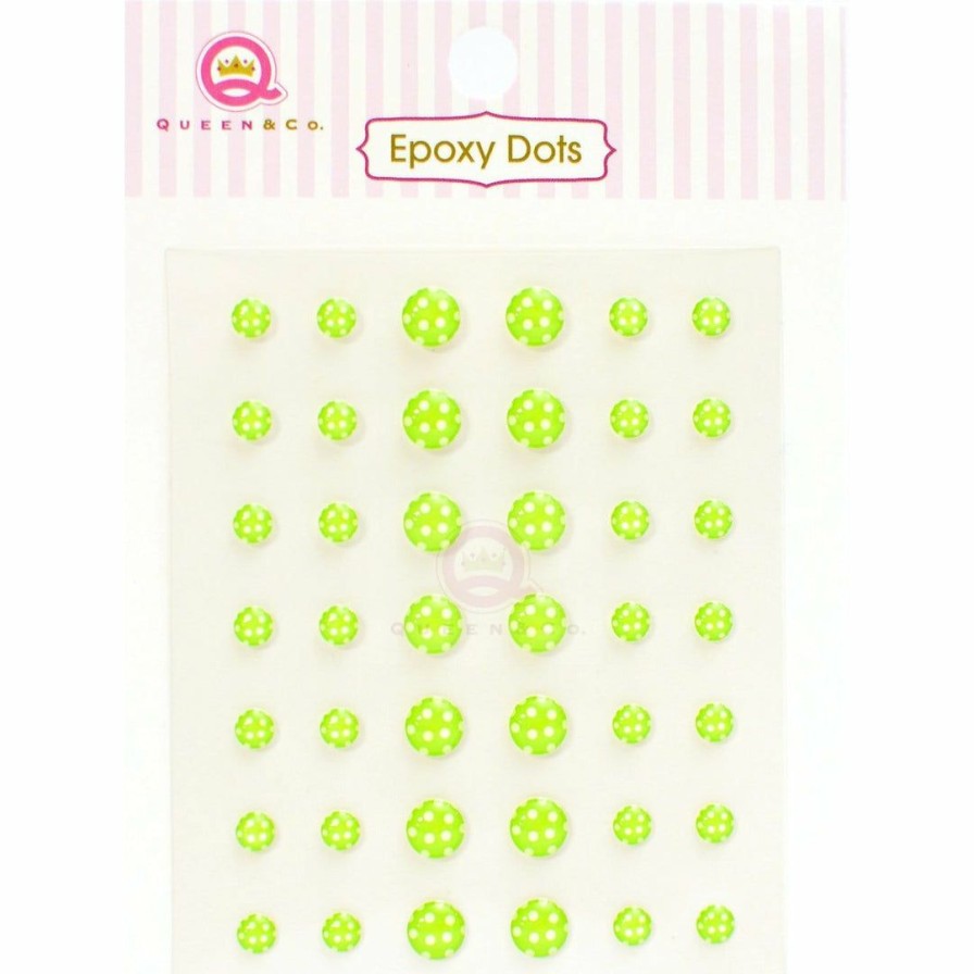 Embellishments Queen & Co | Queen & Co Epoxy Dot Polka Green Bling