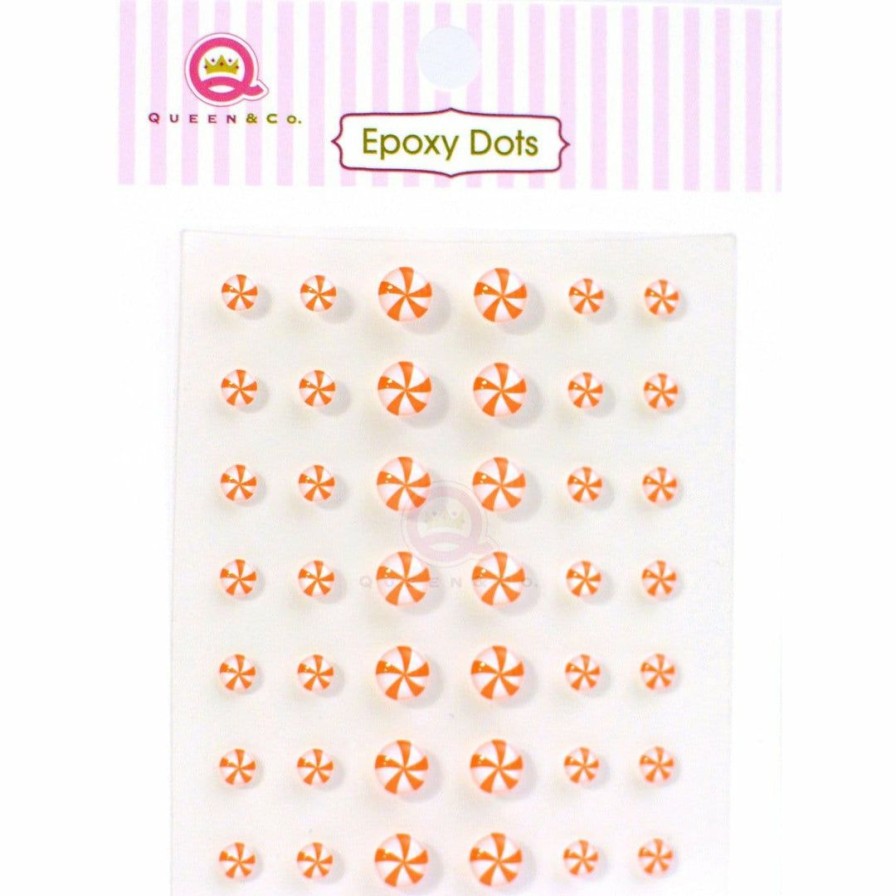 Embellishments Queen & Co | Queen & Co Epoxy Dot Swirl Orange