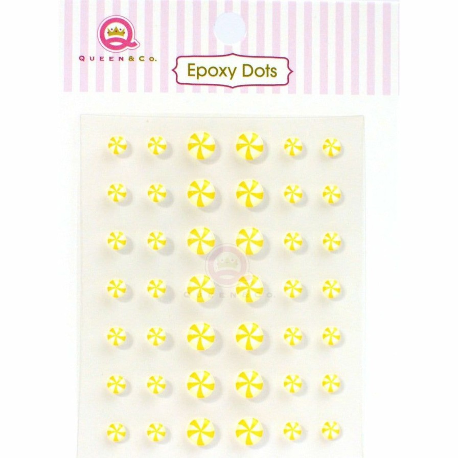 Embellishments Queen & Co | Queen & Co Epoxy Dot Swirl Yellow Bling