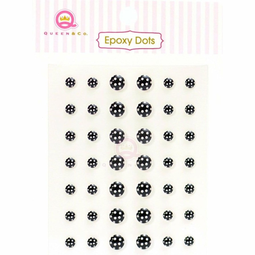 Embellishments Queen & Co | Queen & Co Bling Epoxy Dot Polka Black