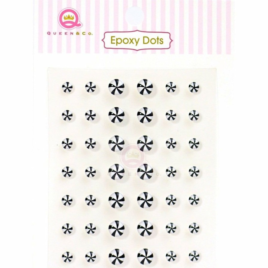 Embellishments Queen & Co | Queen & Co Epoxy Dot Swirl Black Bling