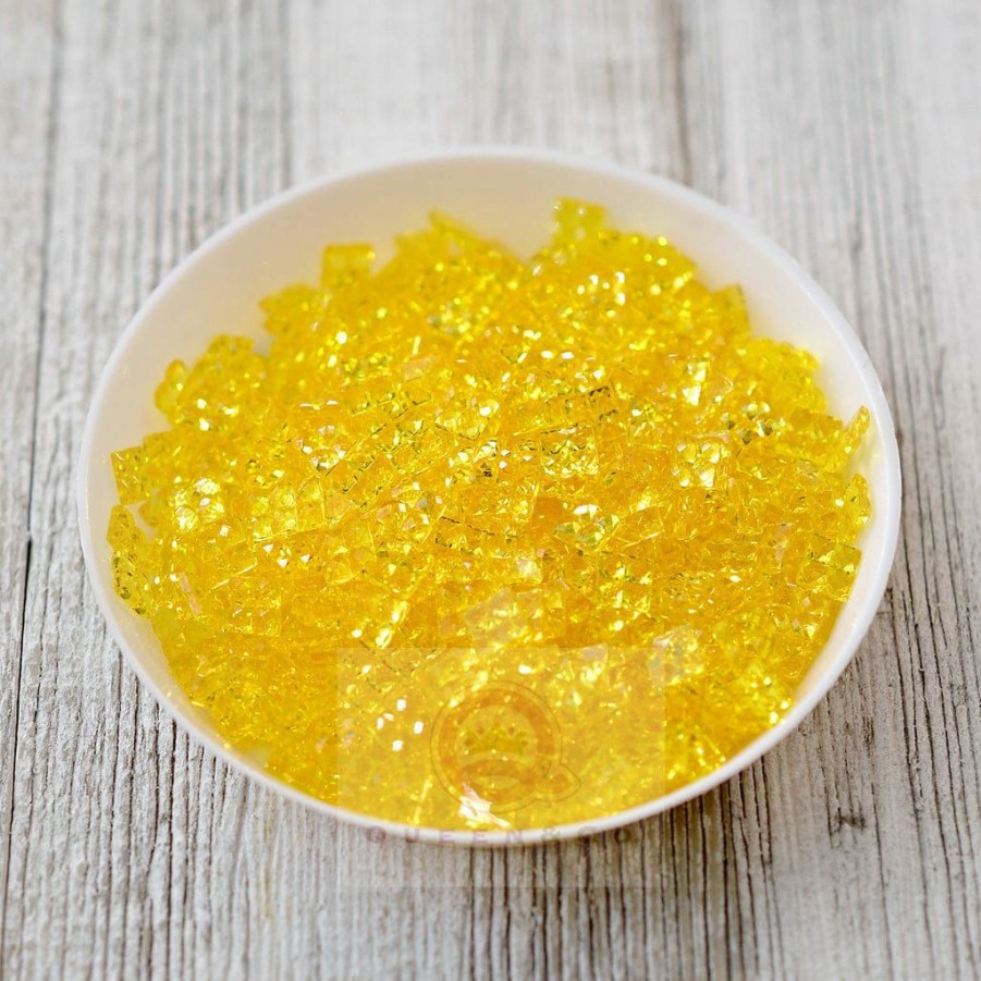 Embellishments Queen & Co | Queen & Co Sparkle Square Yellow Limit 1 Toppings