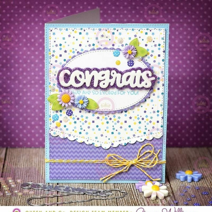 Dies Queen & Co | Queen & Co Congrats Sentiment Stacker Kit Word Dies