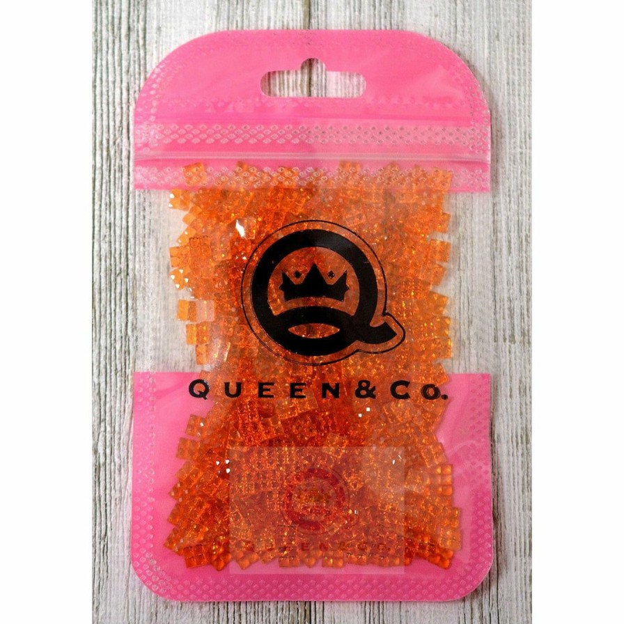 Embellishments Queen & Co | Queen & Co Toppings Sparkle Square Orange