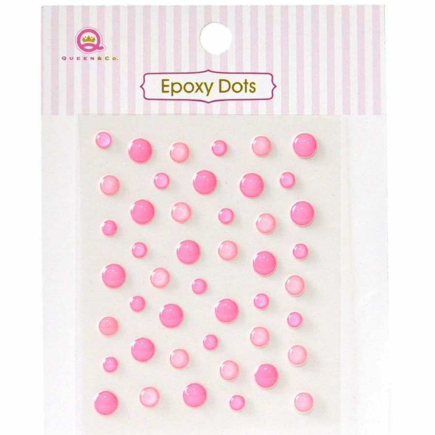 Embellishments Queen & Co | Queen & Co Bling Epoxy Dots Pink