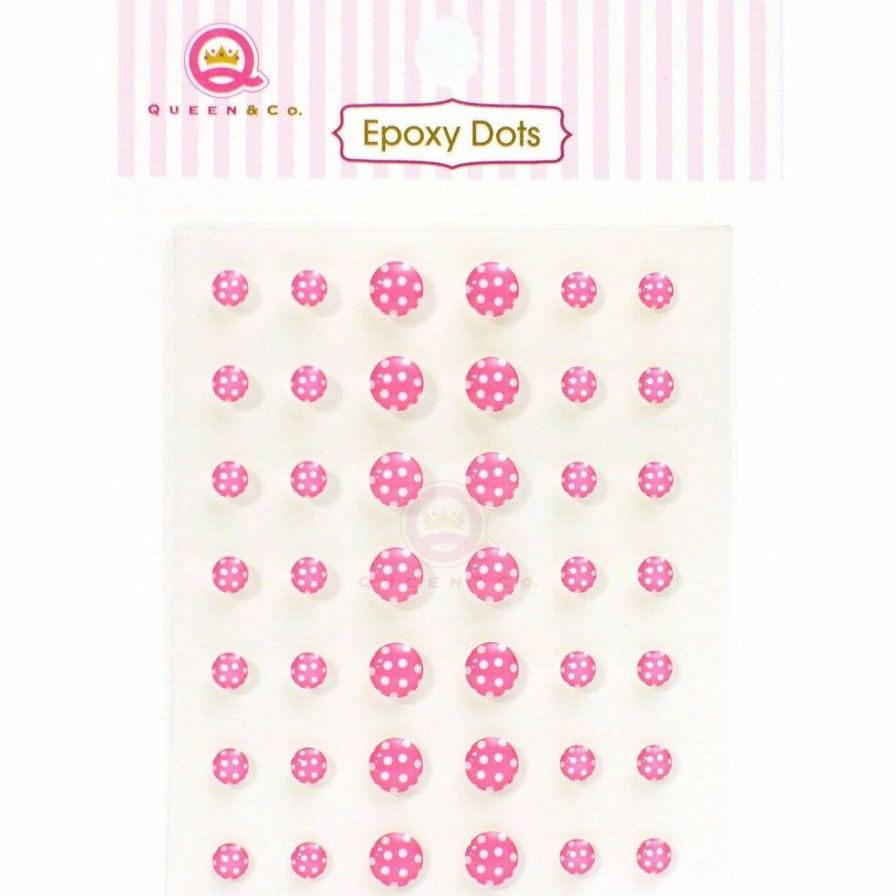 Embellishments Queen & Co | Queen & Co Epoxy Dot Polka Pink Bling