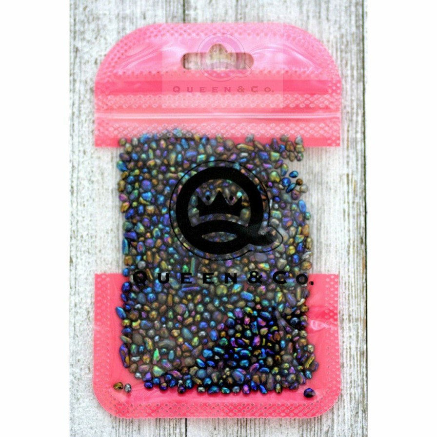 Embellishments Queen & Co | Queen & Co Toppings Metallic Sea Glass Black