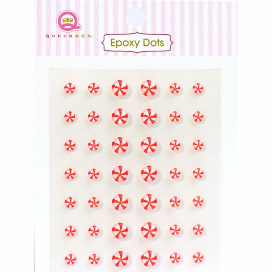 Embellishments Queen & Co | Queen & Co Epoxy Dot Swirl Red Bling