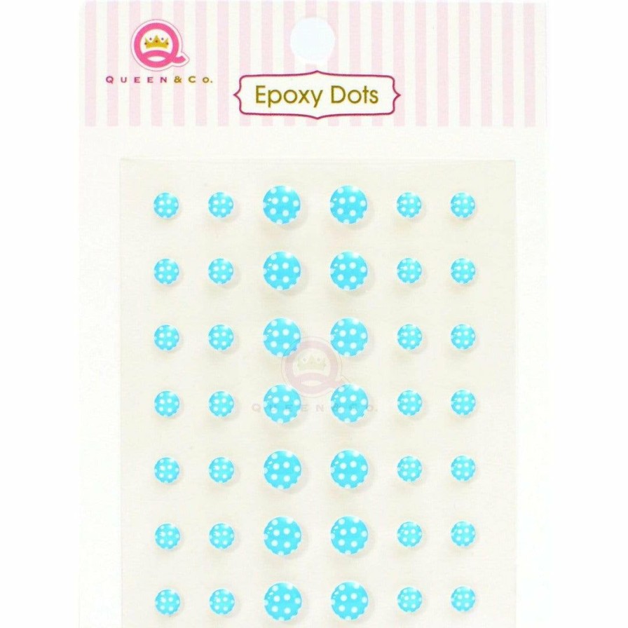 Embellishments Queen & Co | Queen & Co Bling Epoxy Dot Polka Blue