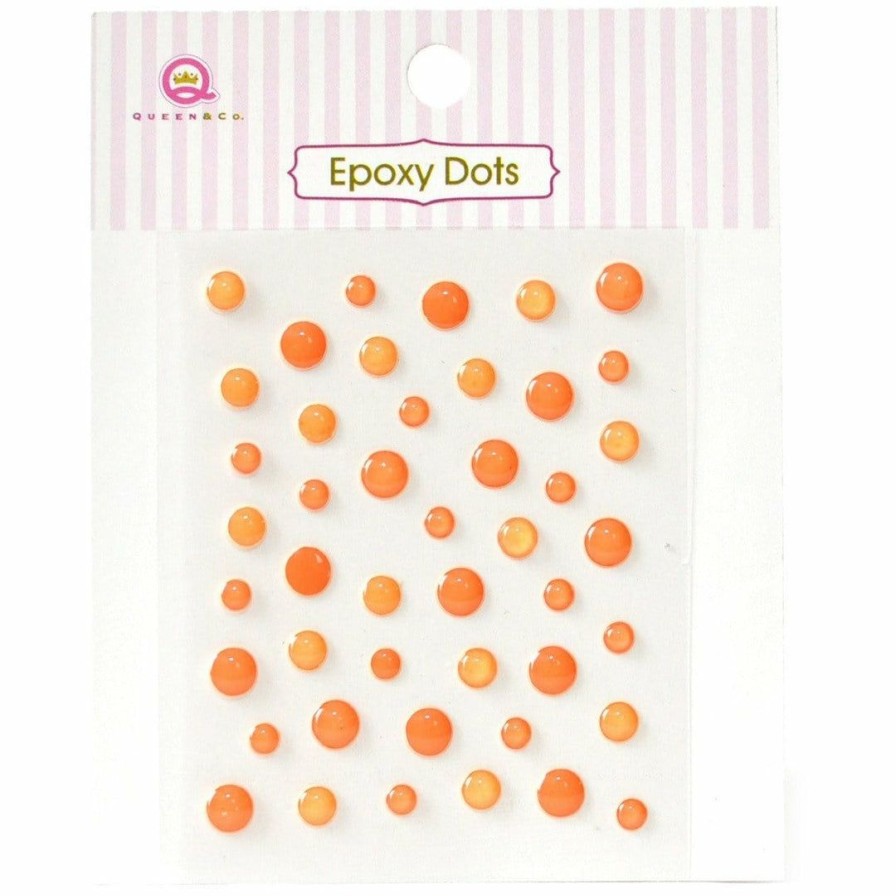 Embellishments Queen & Co | Queen & Co Epoxy Dots Orange Bling