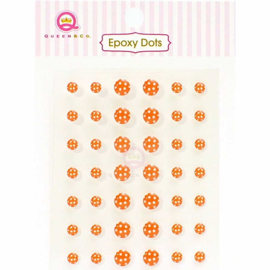 Embellishments Queen & Co | Queen & Co Epoxy Dot Polka Orange Bling